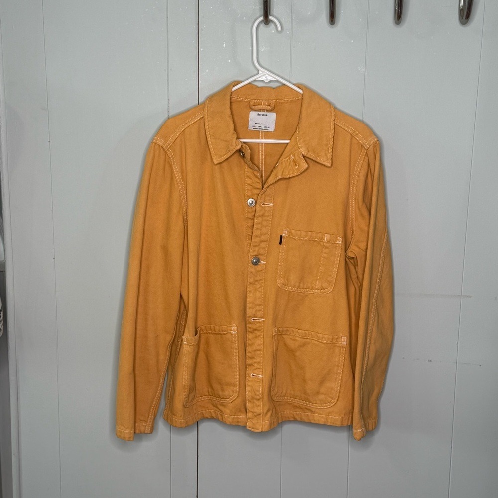 Bershka Mustard Yellow Utility Denim Jacket Chore Coat